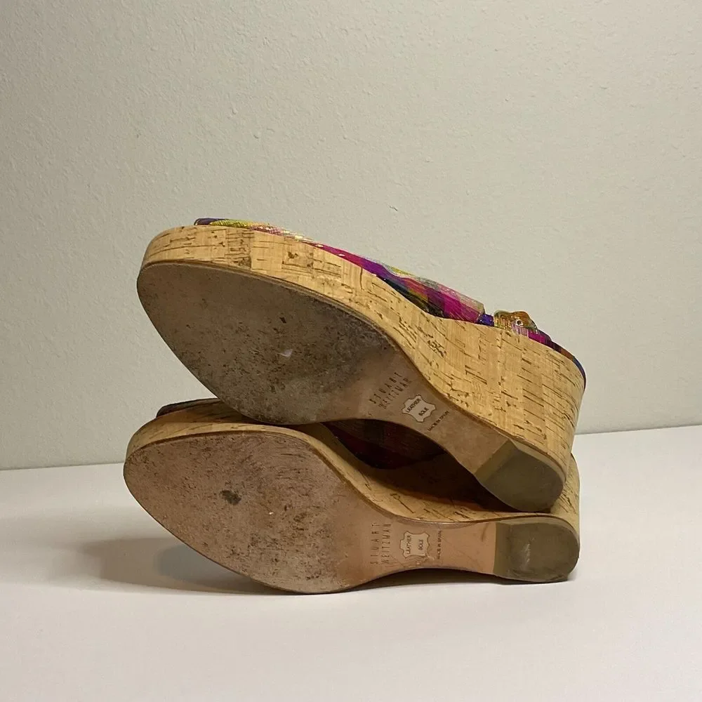 Stuart Weitzman Jean Winsel Tinsel Slingback Espadrille Wedge Sandals Sz‎ 7.5M - Picture 8 of 9